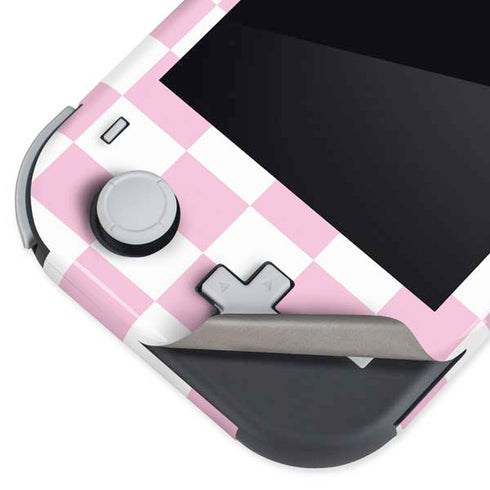 Pink and White Checkerboard Nintendo Switch Lite Skin